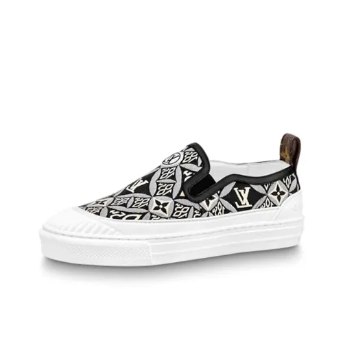 LOUIS VUITTON Playtime Slip-On Low Top Стильные Скейтбординги Женские Черный Белый