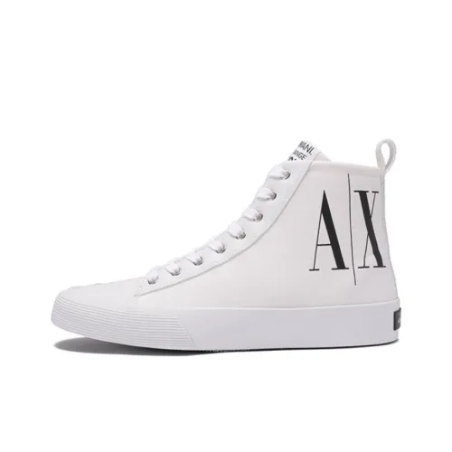 ARMANI EXCHANGE High-Top Canvas Shoes White Men's