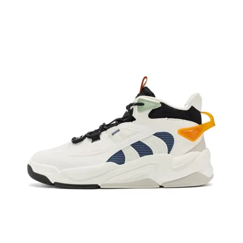 XTEP Slip-resistant Abrasion-resistant High Top Skateboarding Shoes Men's White Black Blue