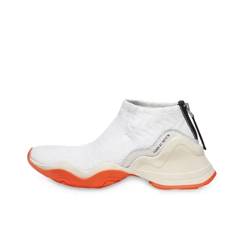 FENDI FFluid MID Топ Спортивная повседневная обувь Женская Белый Оранжевый