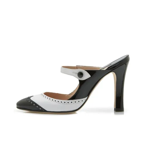 MANOLO BLAHNIK Домашние тапочки Женские Черный Белый