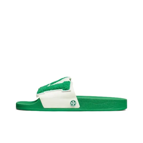 TORY BURCH Резиновая подошва Слипоны Женские Белый Зеленый