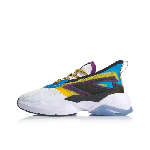 LiNing Transcend Slip-resistant Abrasion-resistant Low-top Беговые кроссовки Мужские Белый Синий