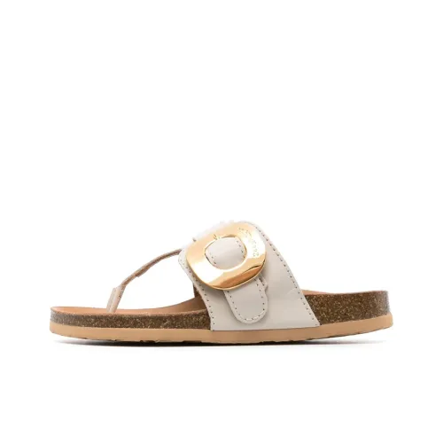 See By Chloe Резина Подошва Шлепанцы Женские Бежевый Коричневый