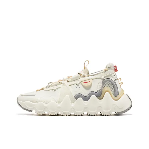 Erke Tianmu Mountain Shock Absorbers Противоскользящий Устойчивый к износу Низкий Топ Повседневная обувь Мужская Белый Серый