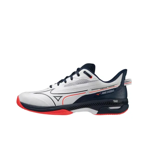 Mizuno Wave Exceed 5 Широкий AC Противоскользящий Устойчивый к истиранию Низкий Топ Кроссовки для тенниса Белый Красный Синий