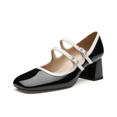 ZSAZSAZSU Waltz Грубый каблук Туфли Мэри Джейн 5,5 см Женские Черные