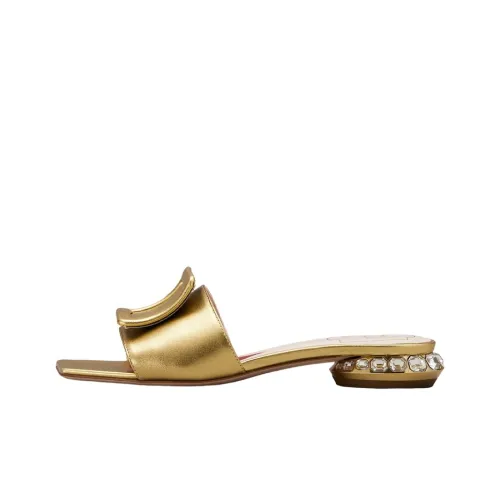 Roger Vivier Strass Каблук Стильные Сандалии Женские Золотые