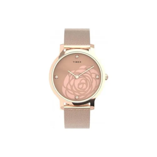 TIMEX Transcend Collection Женские часы Кварцевый механизм Ремешок из нержавеющей стали 34 мм Розовый циферблат Часы