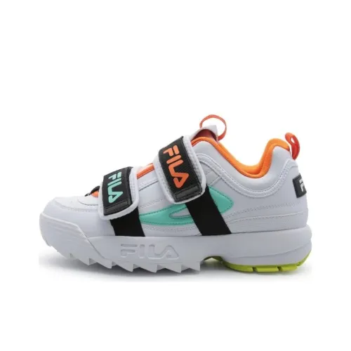 FILA Аbrasion Resistant визуально увеличивает рост Низкий Топ Повседневная обувь Женская Белая Черная и Оранжевая