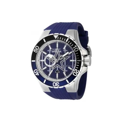INVICTA NFL Dallas Cowboys Collection Мужские часы Кварцевый механизм Силиконовый ремешок 50 мм Синий циферблат