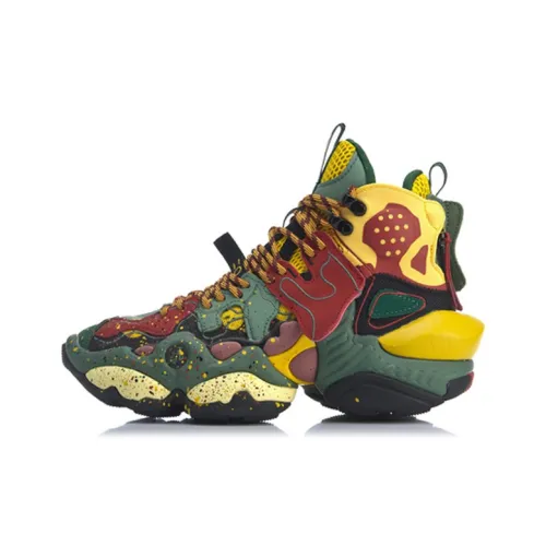 LINING Ace High Топ Винтажные Баскетбольные Кроссовки Женские Зеленый Желтый