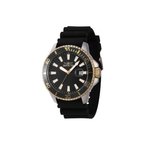 INVICTA Pro Diver Collection Мужские часы Кварцевый механизм Силиконовый ремешок 45 мм Черный циферблат