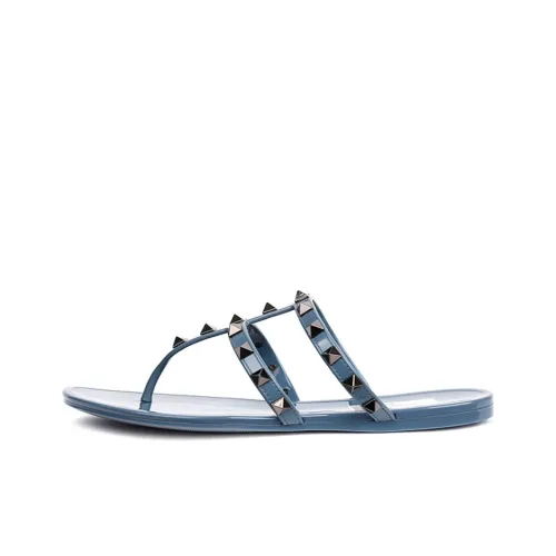 Valentino Резина Подошва Шлепанцы Женские Синие