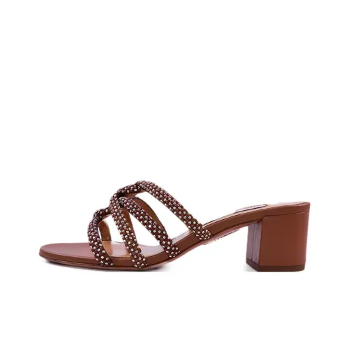 AQUAZZURA Натуральная кожа слипоны женские коричневый