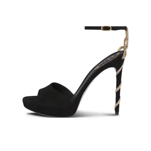 RENE CAOVILLA Margot One Ремешок Сандалии 12 см Женские Черный Серебряный