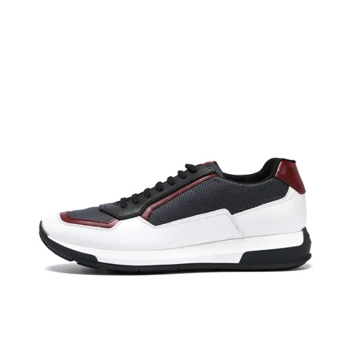 PRADA Низкий топ Спортивная повседневная обувь Мужская Серый Белый