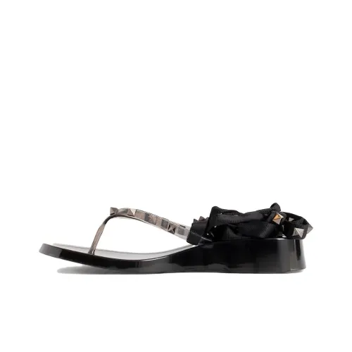 Valentino Резина Подошва Шлепанцы Женские Черные