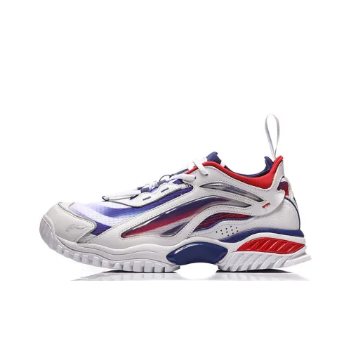 LiNing Aurora SKYLINE Амортизаторы Slip-resistant MID Топ Толстая подошва Мужские Белый Синий Красный