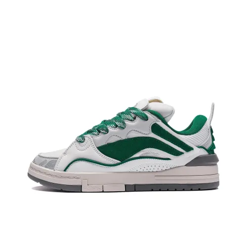 LINING Wave Golden Противоскользящие Устойчивые к износу Низкие Кроссовки для скейтбординга Женские Белые Зеленые