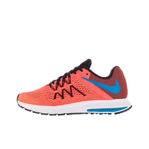 Nike Zoom Winflo 3 Амортизаторы Шок Устойчивость к Сцеплению Низкий Топ Марафон Беговые кроссовки Женские Розовый Оранжевый