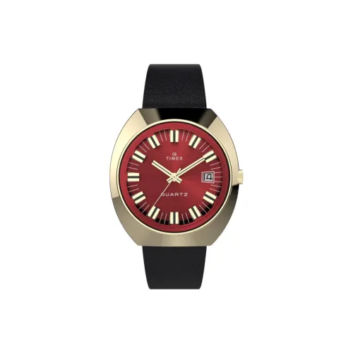 TIMEX Наручные часы Кварцевый механизм Кожаный ремешок 39 мм Красный циферблат Мужские часы