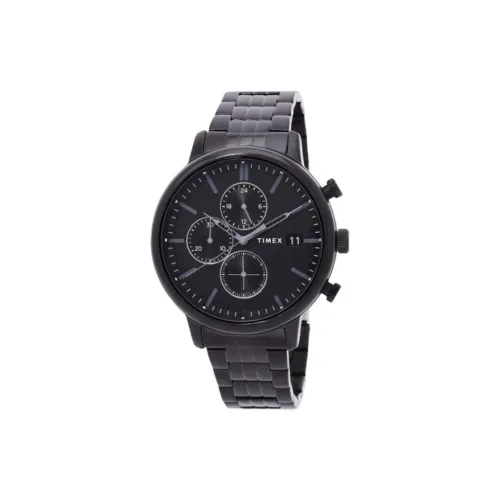 TIMEX Мужские часы Кварцевый механизм Ремешок из нержавеющей стали 45 мм Черный циферблат