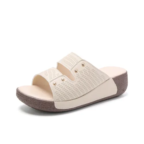 Reivanti Резиновая подошва противоскользящие слипоны женские бежевые