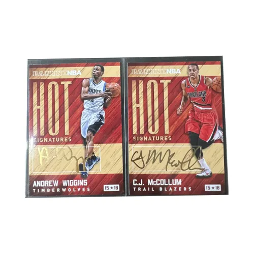 PANINI Timberwolves Wiggins McCollum Gold Pen Signature Rare Card Спортивные Карты 2 шт