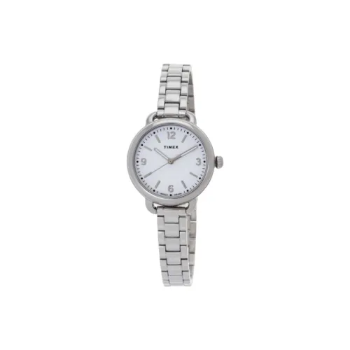 TIMEX Наручные часы Кварцевый механизм Ремешок из нержавеющей стали 30 мм Белый циферблат Женские часы