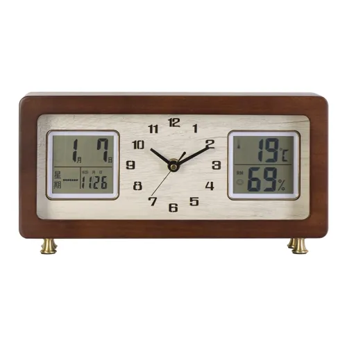 HENSE Кварцевый механизм Настольные часы Массивная древесина Унисекс Бежевый Циферблат HD280