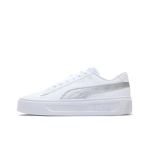 PUMA Smash Platform v3 Скейтборд Кроссовки Низкие Серебристо-Белые Женские