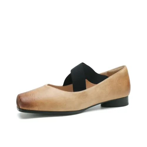 FOXER Slip On French Vintage Элегантность Soft Элегантный Premium Mary Jane обувь с грубым каблуком Женские Khaki