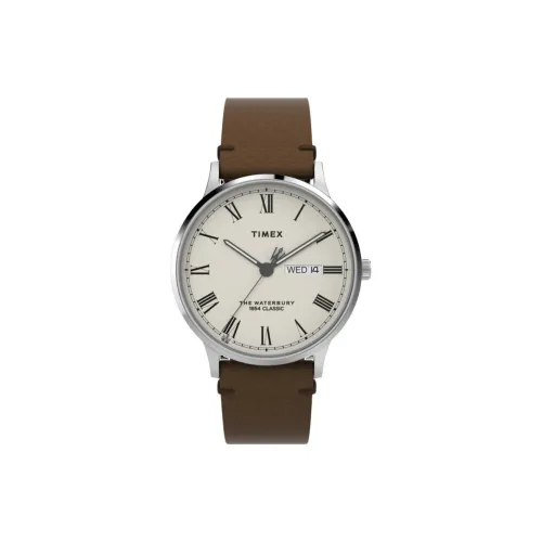 TIMEX Наручные часы Кварцевый механизм Кожаный ремешок 40 мм Белый циферблат Мужские часы