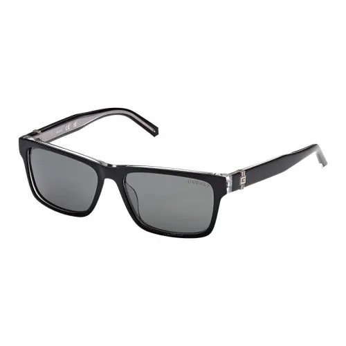 GUESS Пластик Прямоугольный Солнцезащитные очки Мужской Яркий Черный