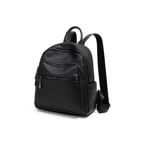 VANDEE Leather Backpack Women's Black Brown ВАНДИ Кожаный рюкзак женский черный коричневый