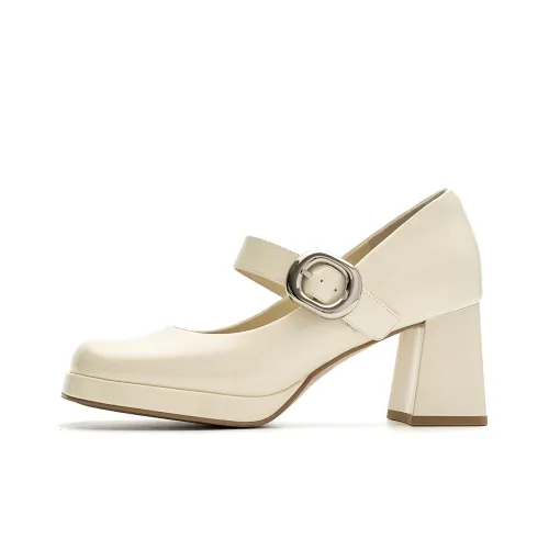 EBLAN Mary Jane с грубым каблуком 7 см женские экрю