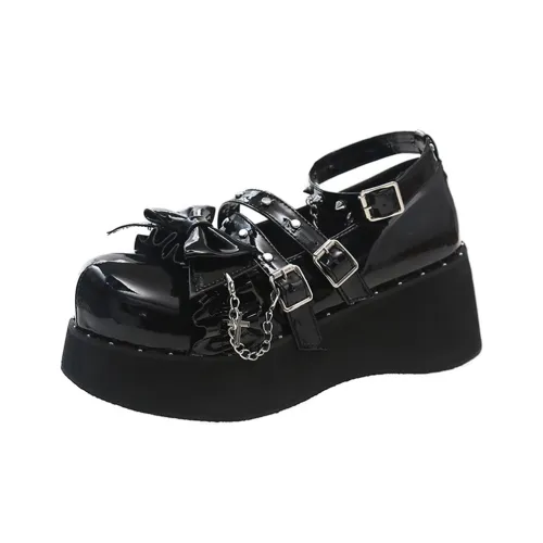 Take the Qin Платформа Туфли Мэри Джейн 5,5 см Женские Черные