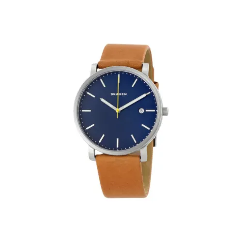 SKAGEN Наручные часы Кварцевый механизм Кожаный ремешок 40 мм Синий циферблат Мужские часы