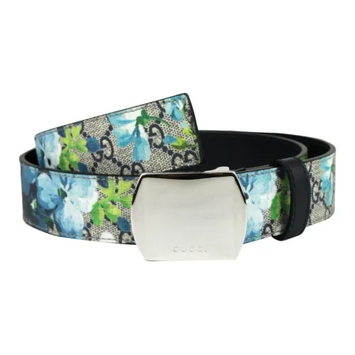 GUCCI Узор Дизайн Холщовая кожа Ремни Женские Синий Ширина 3,2CM