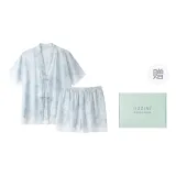 [Подарочная коробка комплект] Деревянный лотос, кнопка, новый китайский стиль, женский, летний, набор одежды