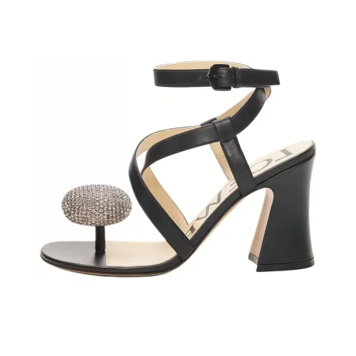 LOEWE Calle Pebble One Ремешок Сандалии 8,5 см Женские Черные