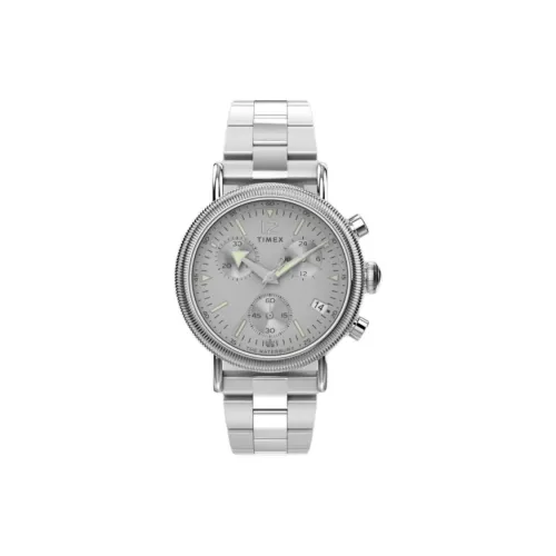 TIMEX Мужские часы Кварцевый механизм Ремешок из нержавеющей стали 40 мм Серебристый циферблат