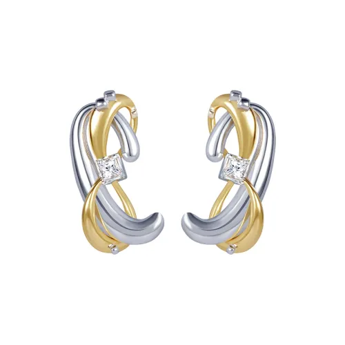 LNERATO Экологичный Медный Двухтонный Золото-Покрытие Синтетический Кубический Цирконий Серебро S925 Серьги Женские