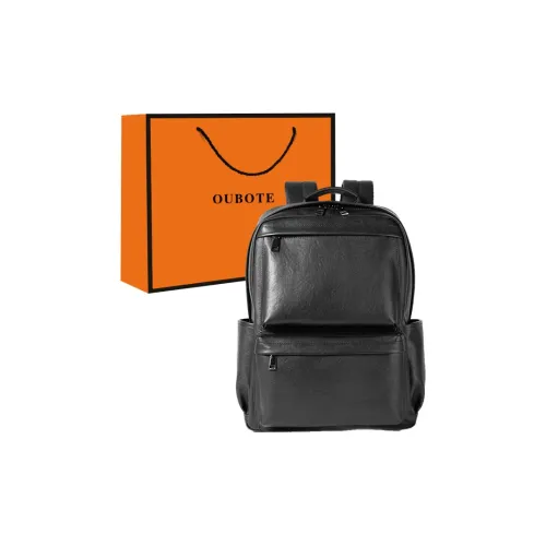 OUBOTE Рюкзак из крупнозернистой текстуры коровьей кожи мужской черный