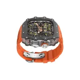 Углеродное волокно, серебряный, полупрозрачный белый средний каркас, апельсиновый фторэластомерный ремень, серебряная застежка-бабочка