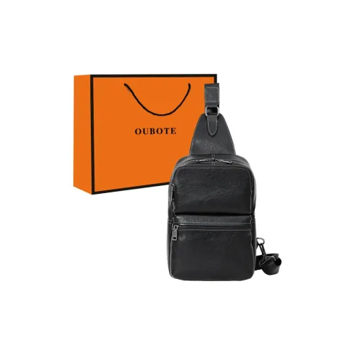 OUBOTE Сумка через плечо из коровьей кожи обычная мужская черная