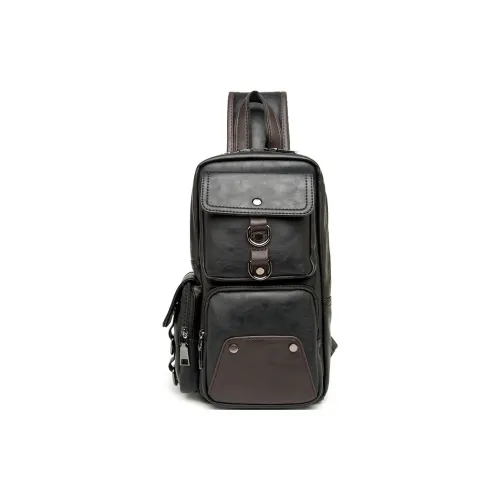 VIHUS Микрофибра Синтетическая Кожа Одно Плечо Сумка через плечо Сумка-слинг Большая Мужская Черная