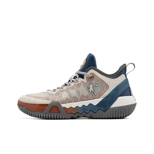 QIAODAN Амортизаторы Slip-resistant Низкие Баскетбольные Кроссовки Мужские Серый Бежевый