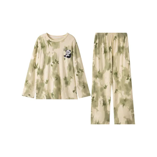 Montagut Pajama Комплект Осенний Зимний Унисекс Двухкомпонентный Комплект Светло-Зеленый